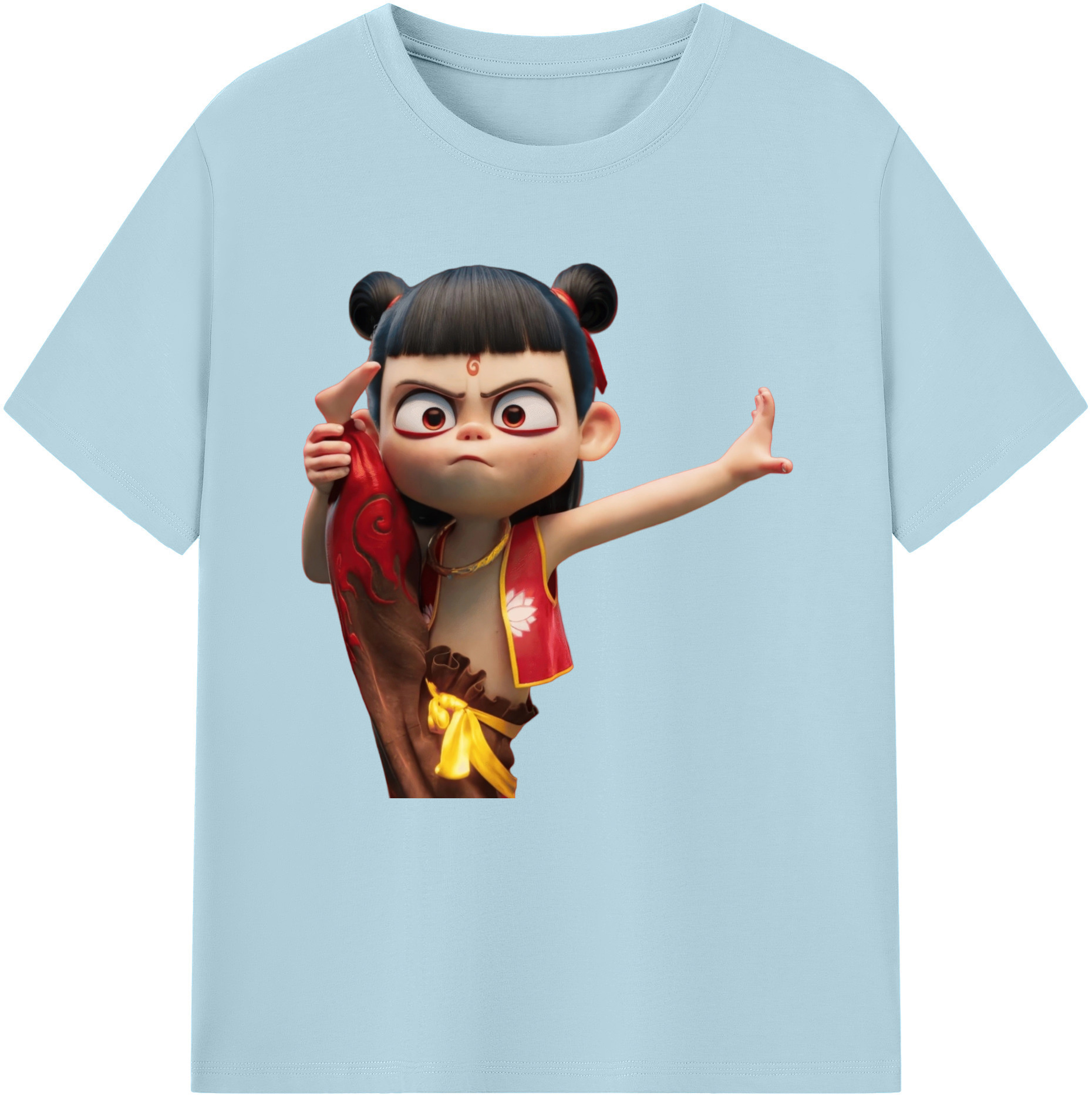 （画像用） Ne Zha 2 ナタ 魔童の大暴れ 綿100％半袖Tシャツ（フロントプリント）
